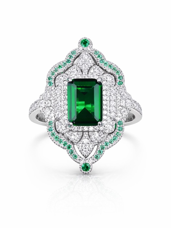 Jewelry - Art Deco Adjustable Green Filigree Statement Ring